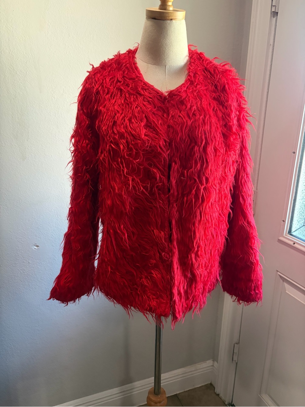 Red Faux Fur Women's Jacket